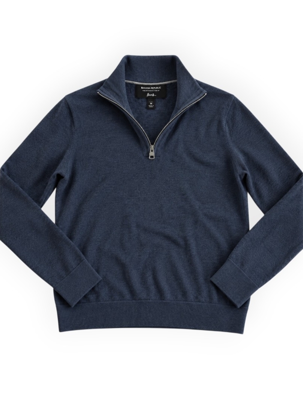 M Banana Republic Italian Merino wool quarter-zip sweater in a dark blue/gray